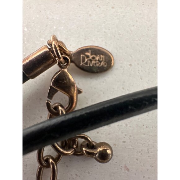 Joan Rivers Black Leather Cord & Metal Pendant Adjustable Necklace - Picture 5 of 5